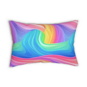 Bespattered Facade Windswept Rainbows Lumbar Throw Pillow