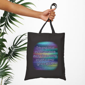 Bespattered Facade Rainbow "Cryptic Emo Lyrics" Canvas Tote Bag Reusable Carryall