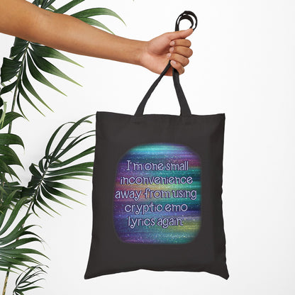 Bespattered Facade Rainbow "Cryptic Emo Lyrics" Canvas Tote Bag Reusable Carryall