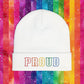 Bespattered Facade Rainbow Proud LGBTQ+ Pride Embroidered Knit Beanie