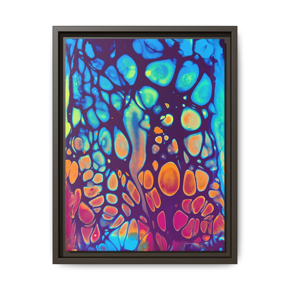 Bespattered Facade Fluid Art Abstract Painting Framed Canvas Art Print | 4 Frame Colors | Multiple Sizes