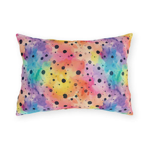 Bespattered Facade Rainbow Watercolor Dots UV-Resistant Outdoor Pillows | 4 Sizes