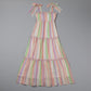 Colorful Stripes Tie Shoulder Maxi Dress
