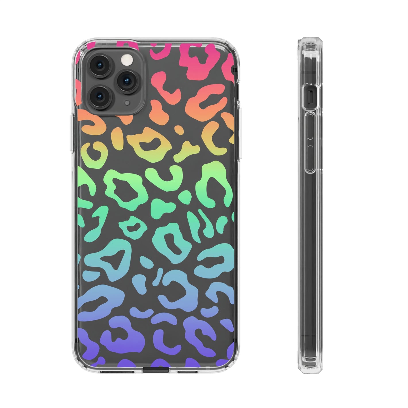 Bespattered Facade Bright Rainbow Leopard Clear Case