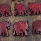 Herd of Burgundy Elephants: Hand Carved Bone Beads, 24x26mm, 6 pieces