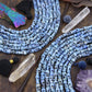 Hand-Carved Skull Bone Beads: Blue, Cream Sugar Skulls