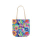 Bespattered Facade Colorful Flowers Canvas Tote Bag | 3 Sizes and 5 Strap Colors