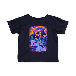 Bespattered Facade Rainbow Eat the Rich Orcas Colorful Retro Infant Fine Jersey Tee