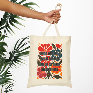 Bespattered Facade Rainbow "Come With Me and You'll See..." Canvas Tote Bag Reusable Carryall