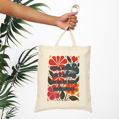 Bespattered Facade Rainbow "Come With Me and You'll See..." Canvas Tote Bag Reusable Carryall