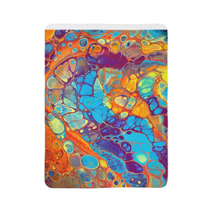 Bespattered Facade Intergalactic Rainbow Fleece Sherpa Blanket | 2 Colors & Sizes