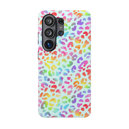 Bespattered Facade Bright Rainbow Leopard Impact-Resistant Case
