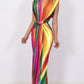 Multi Color Rainbow Swirl Print Dress