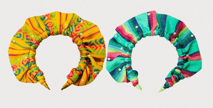 2x Diademas Mexicana Artesanales Tela Cambaya 2x Mexican Sarape Headbands Cambaya Cloth