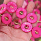 Magenta Tribal Donut: Hand Painted Beads, 25mm, 8 pieces