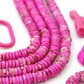 Pretty in Pink Bright Speckled Bone Beads, 9x3mm, 75 beads