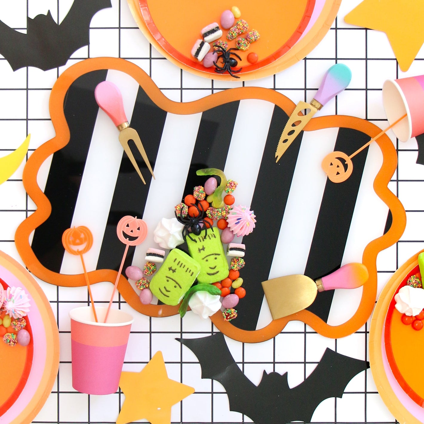 Black and white stripe acrylic tray