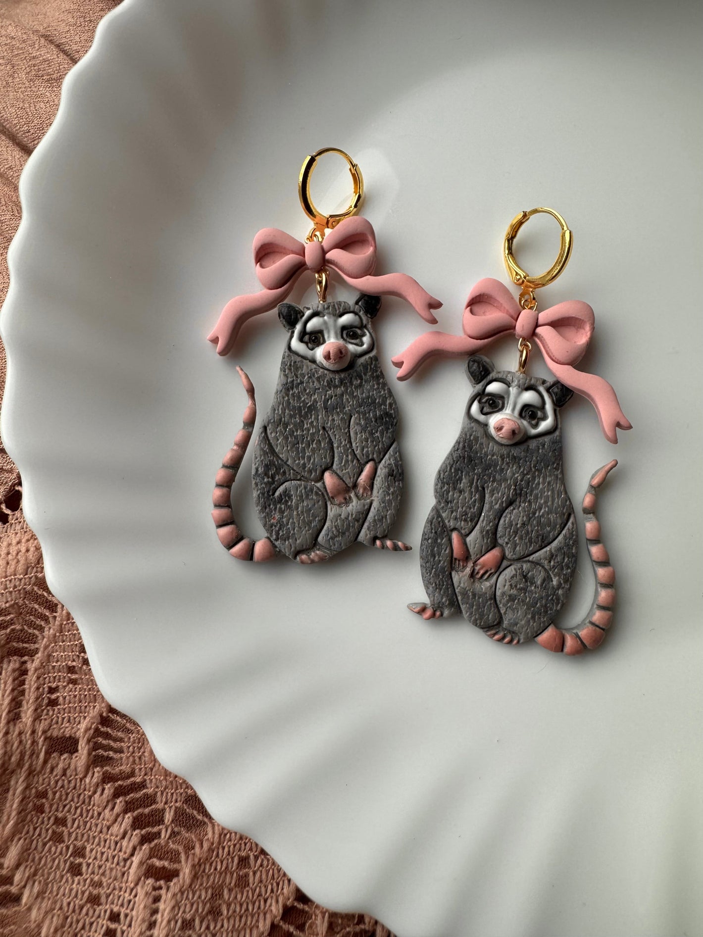 Coquette Opossum Earrings