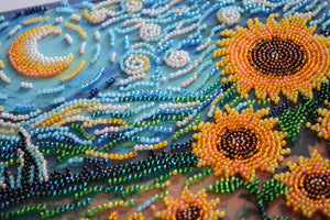 Bead embroidery kit - Sunflowers in night's embrace AMB-111