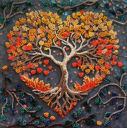 Mid-sized bead embroidery kit - Warm feelings