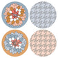 Achieve Ceramic Coaster Set | Set of 4 Floral & Houndstooth Design Beverage Coasters