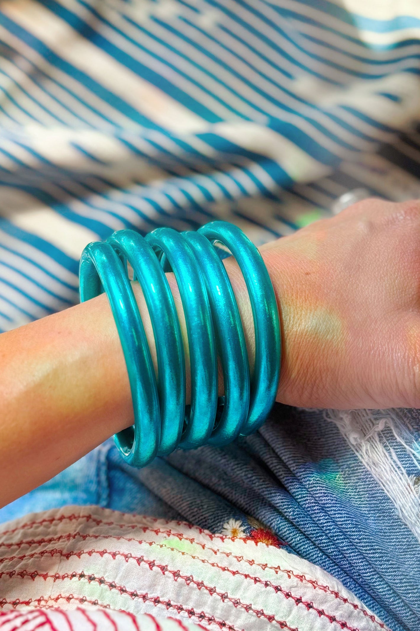 Aqua Luxe Thai Buddhist Temple Bracelets, Mantra Bangle, Kumlai