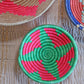 August African Basket Collection, Pink, Green, Blue, from Rwanda, Set of 3