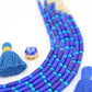 Night Sky Blue Bone Tube Beads & Round Spacers, 4x8mm