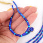 Night Sky Blue Bone Tube Beads & Round Spacers, 4x8mm