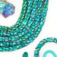 Teal Green Tribal Heishi Tube: Carved Bone Spacer Beads, 7x5mm, 42 pcs