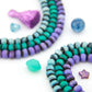 Aurora Borealis Inspired Handmade Rondelle Spacer Bone Beads, 8x7mm, Aqua, Teal, Purple