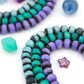 Aurora Borealis Inspired Handmade Rondelle Spacer Bone Beads, 8x7mm, Aqua, Teal, Purple