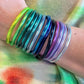 Aurora Borealis Set Thai Buddhist Temple Bracelets, Mantra Bangle, Thick, Sizes Available