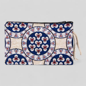 Authentic Kilim Fabric Three Eye Circle Design Zipper Clutch Purse, Turkish Carpet, Pouch, Coin Purse, Wallet, Small Storage