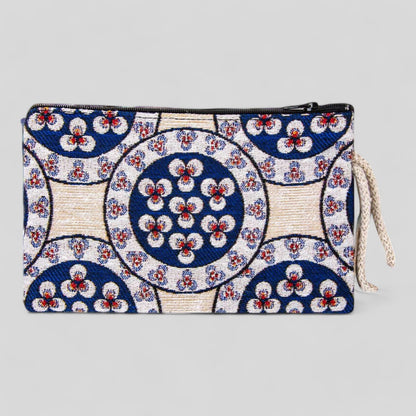 Authentic Kilim Fabric Three Eye Circle Design Zipper Clutch Purse, Turkish Carpet, Pouch, Coin Purse, Wallet, Small Storage