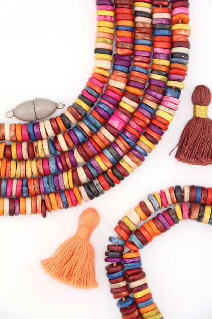 8-9mm Autumn Spice Multi Color Natural Heishi Spacer Beads