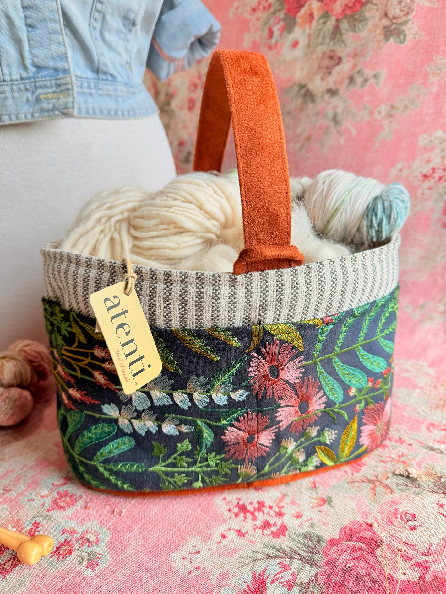 Meadow Caddy – Handmade USA Floral Yarn & Notions Organizer