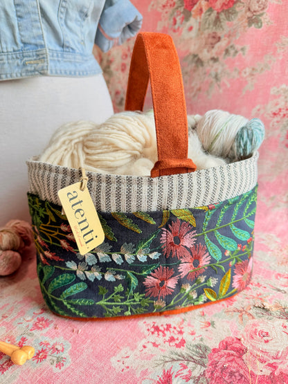 Meadow Caddy – Handmade USA Floral Yarn & Notions Organizer