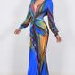 Multi Color Blue Swirl Print Dress