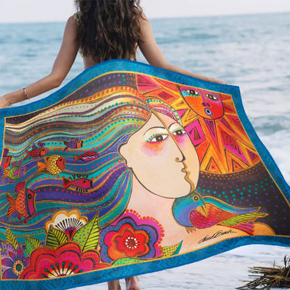 Laurel Burch Mikayla Oversized Beach Towel - Microfiber, Quick-Dry