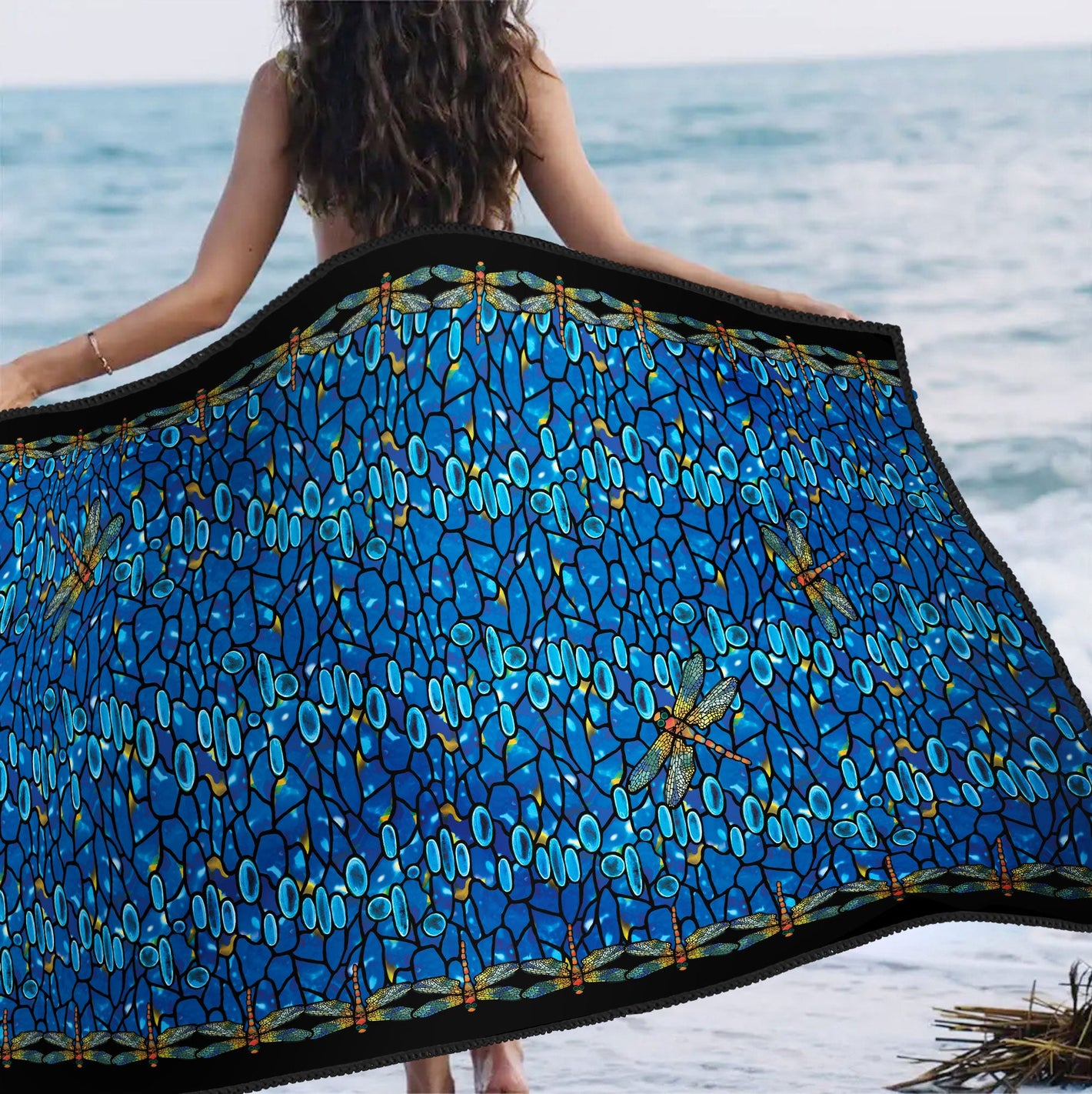 Tiffany Dragonfly Oversized Beach Towel - Microfiber, Quick-Dry