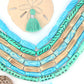 Bead Bundle: Turquoise, Teal, and Cream Handmade Tube Bone Beads, 10x25mm, 7 Strands, 56+ Beads