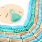 Bead Bundle: Turquoise, Teal, and Cream Handmade Tube Bone Beads, 10x25mm, 7 Strands, 56+ Beads