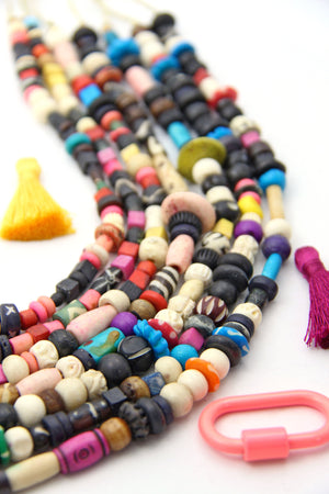 Bead Party : Assorted Colorful Hand Carved Beads for Bracelets, 5-10mm