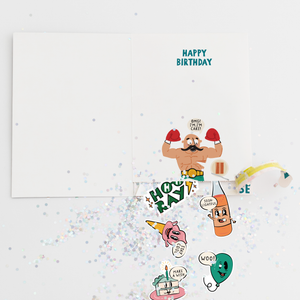Birthday Boxer Glitter and Sticker Surprise Card