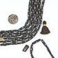 Black Bicone Tube with Carved Star Bone Beads: 8x25mm, 8 beads
