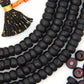 Large Hole Carved Donut Shaped Bone Beads, Black Spacers, 10x5mm