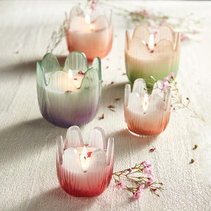 Blossom Candle Collection – Colorful Glass Flower Candles in Multiple Scents & Sizes
