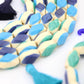 Sand & Sea Bone Beads: Blue, Green, Cream Layered Laminated Spacers, 9x16mm