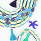 Sand & Sea Bone Beads: Blue, Green, Cream Layered Laminated Spacers, 9x16mm